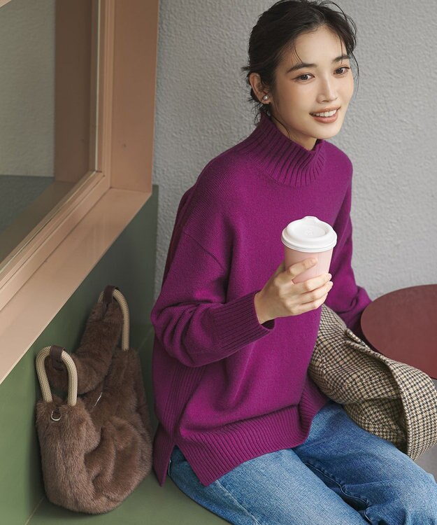 23区 S 【見上愛さんコラボカラー/Oggi掲載】カシミヤブレンド ハイネック ニット [見上愛さんコラボカラー]パープル系