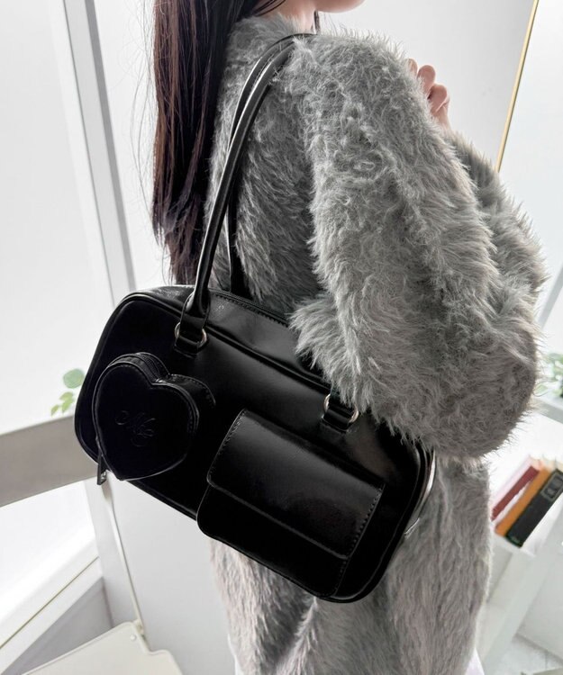 WEGO ハートポケットボストンバッグ ブラック