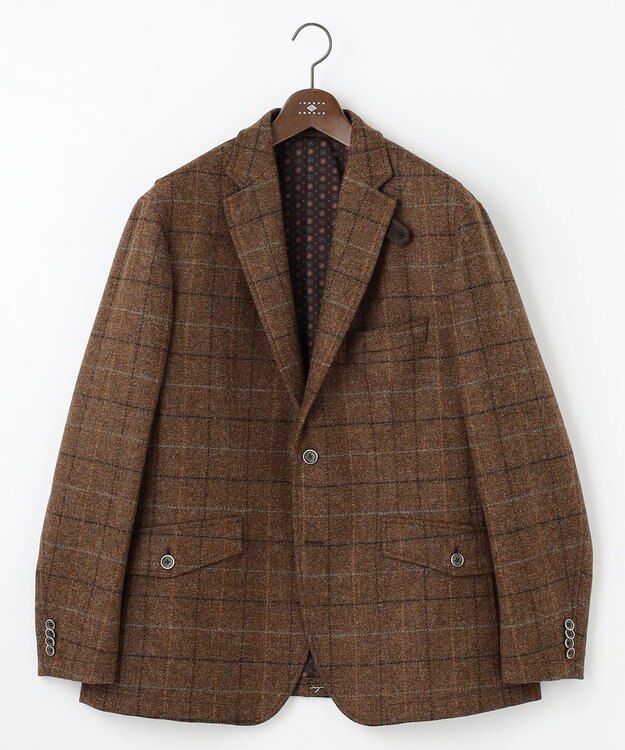 JOSEPH ABBOUD 【キングサイズ・ツィード/UKファブリック】 ツイード　ウィンドーベン ジャケット ダークブラウン系4