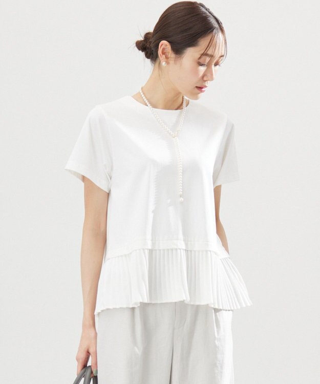 組曲 L クールプレーティング天竺プリーツ カットソー アイボリー系