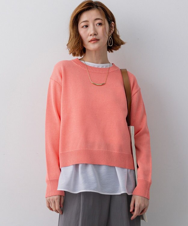 23区 【先行予約】コットンギマ クルーネック ニット ピンク系