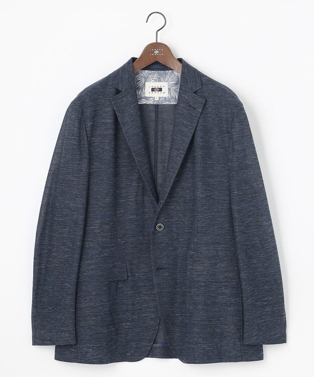 JOSEPH ABBOUD 【キングサイズ・清涼感/軽量】リネンTOPピケ ジャケット ネイビー系