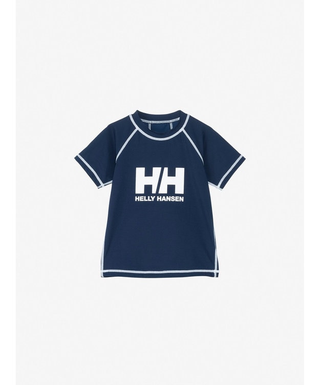 HELLY HANSEN 【キッズ・UVカット・耐海水・耐塩素・記名ラベル付】ショートスリーブ HHクルーラッシュガード オーシャンネイビー