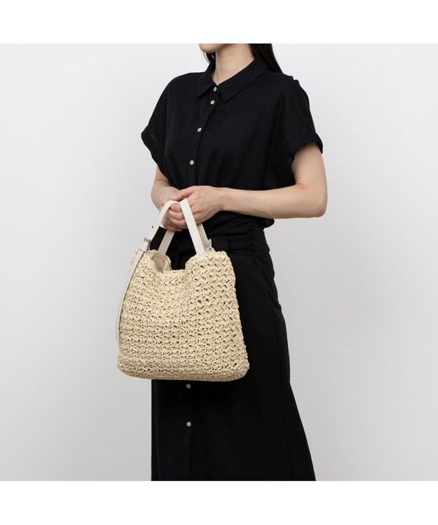 UNBILLION カシュカシュ cachecache / ベルトハンドル柄編トート ベージュ