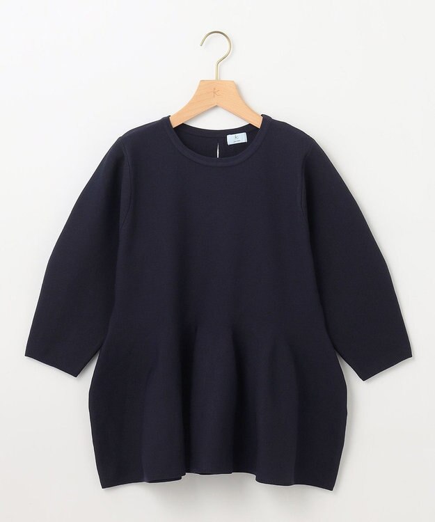 組曲 【WEB限定】スポンディッシュペプラム ニット ネイビー系