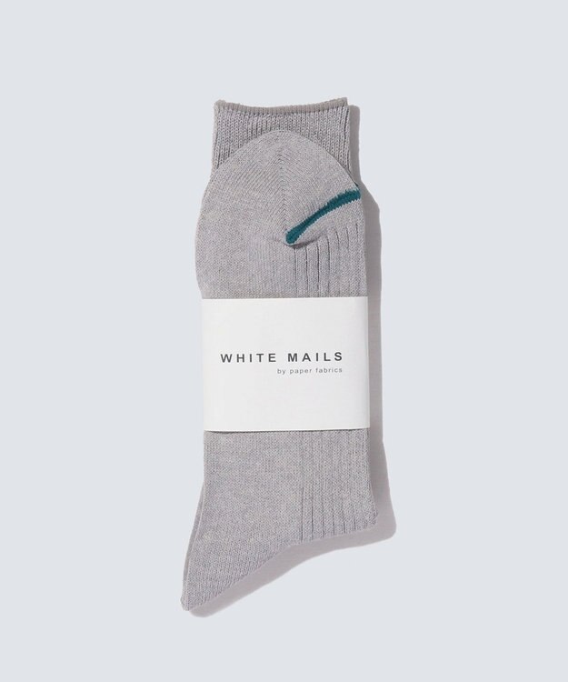 WHITE MAILS PAPER RIB CREW SOCKS ソックス グレー