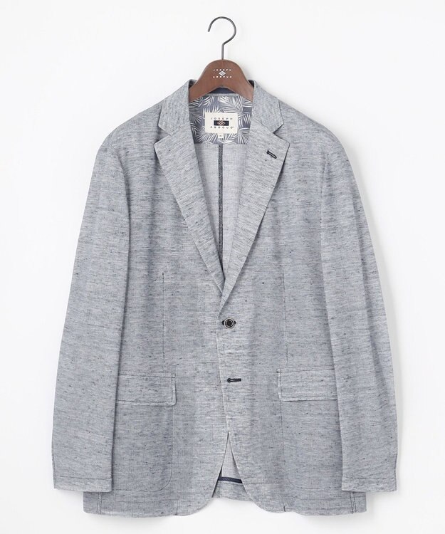 JOSEPH ABBOUD 【キングサイズ・清涼感/軽量】リネンTOPピケ ジャケット ブルー系