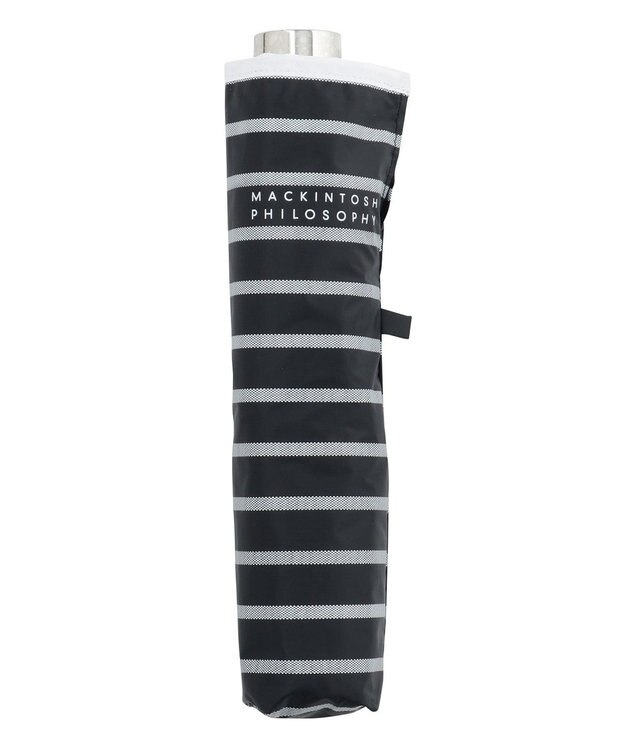 MOONBAT 【大きめ】マッキントッシュ フィロソフィー 晴雨兼用 折りたたみ傘 日傘 ボーダー／一級遮光 遮熱 UV ブラック