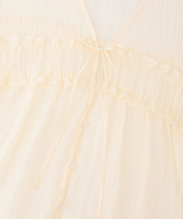 Green Parks Ｖネックフリルシアープリーツブラウス Off White