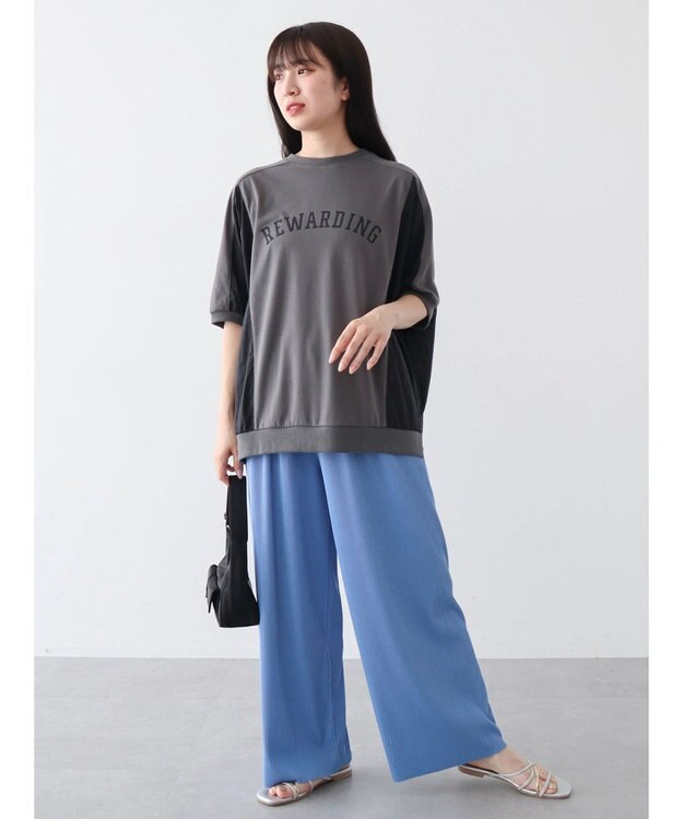 Green Parks セルフカットプリーツ風パンツ Blue