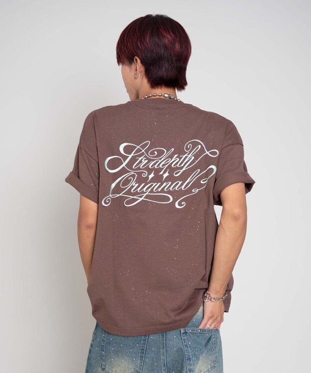 WEGO 【ユニセックス着用ITEM/MLサイズ展開】ラメグラフィックT（SS） ブラウン