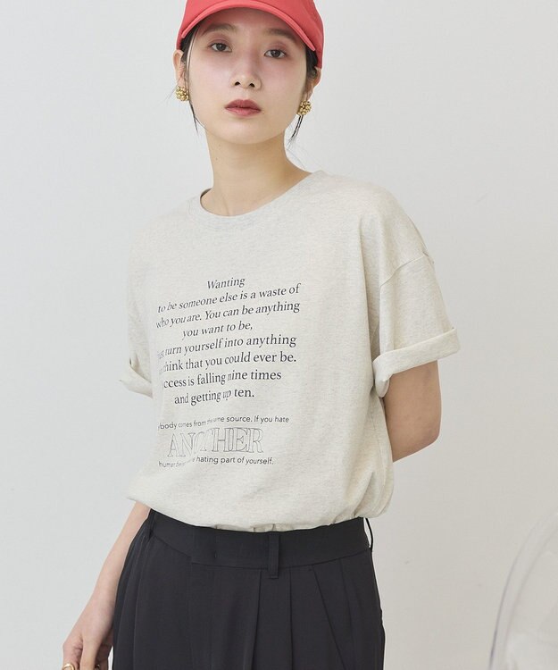 AMERICAN HOLIC メッセージロゴＴシャツ Oatmeal