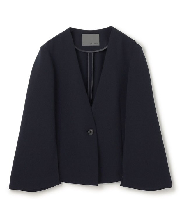 uncrave ウォッシャブル ダブルクロス スリットスリーブジャケット ネイビー