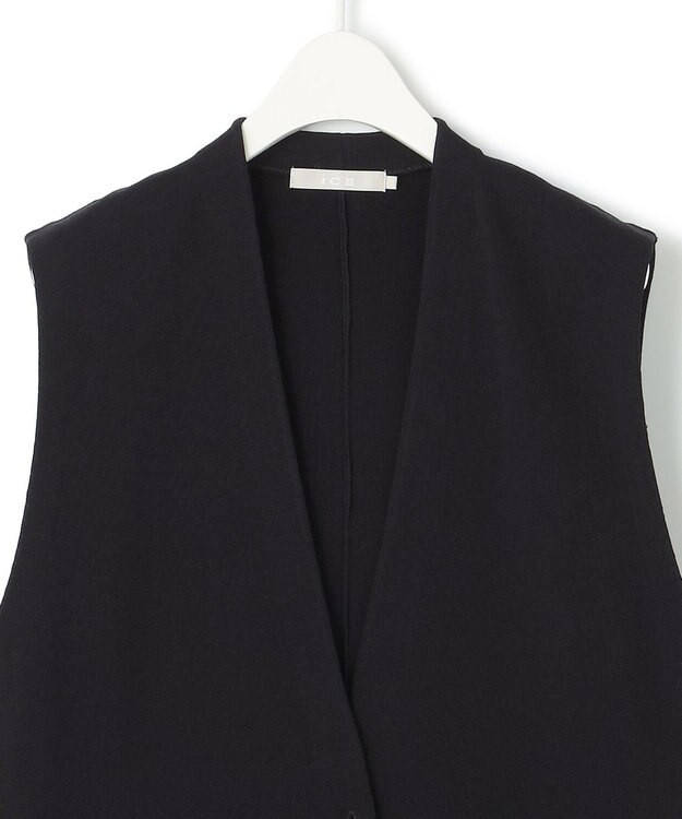 ICB 【洗える】ドライコットンアセテート ニットジレ ブラック系