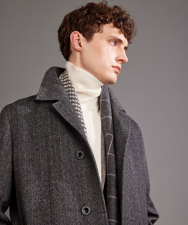 JOSEPH ABBOUD 【ソフト/軽量/JAPANファブリック】 アンゴラウールビーバー ステンカラー コート グレー系
