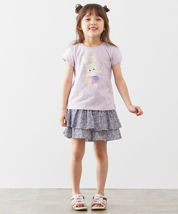 ANY KIDS 柄キュロット パープル花柄