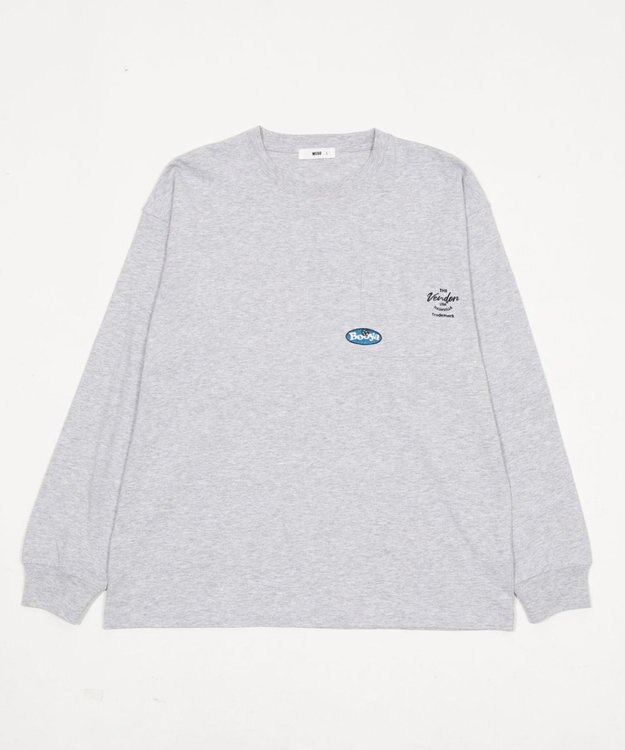 WEGO ポケット刺繍BIG　T（長袖） アッシュグレー