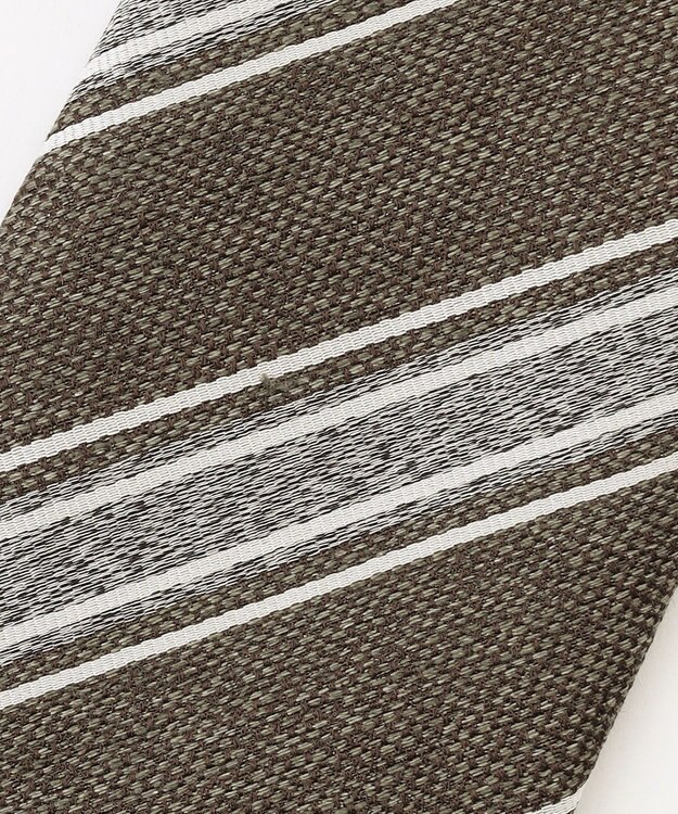 JOSEPH ABBOUD 【イタリア生地・日本製・麻×シルク】レジメンタル ネクタイ カーキ系2