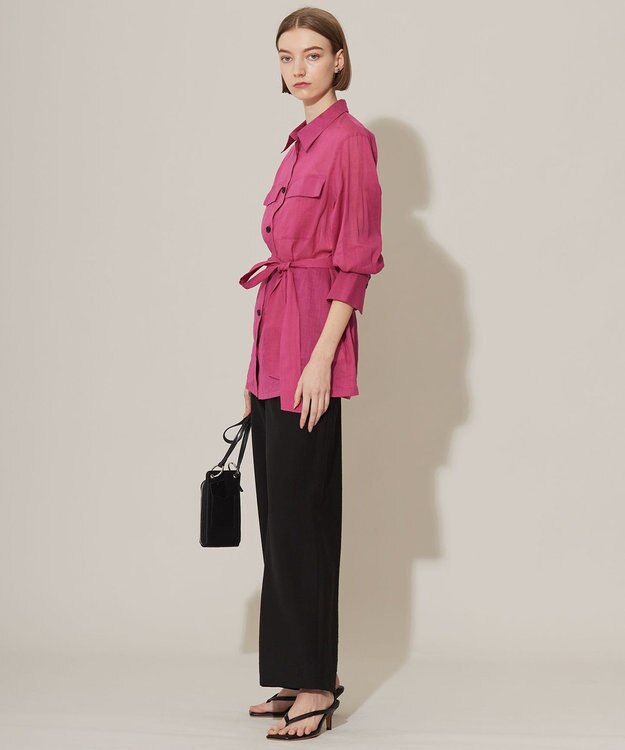 ICB 【洗える】ラミーコットンボイル シアーシャツ フューシャピンク系