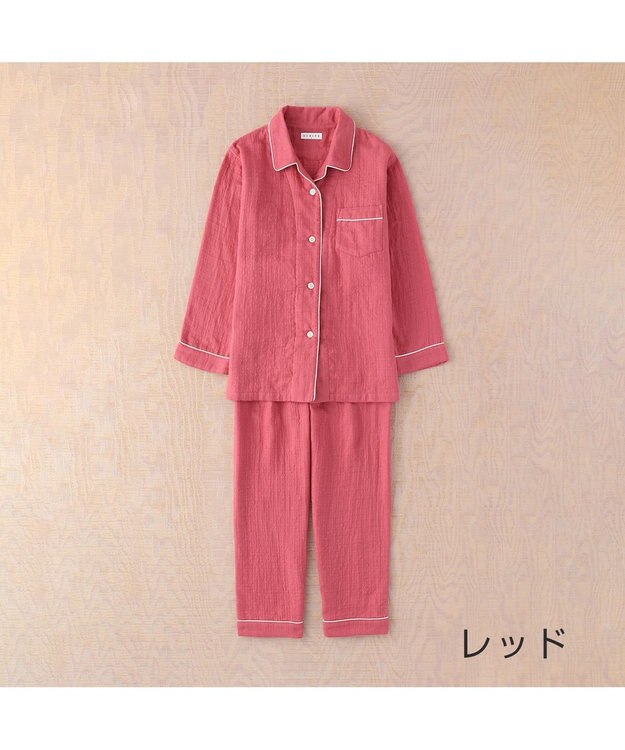 UCHINO マシュマロガーゼパイピングレディスパジャマ ダークブラウン