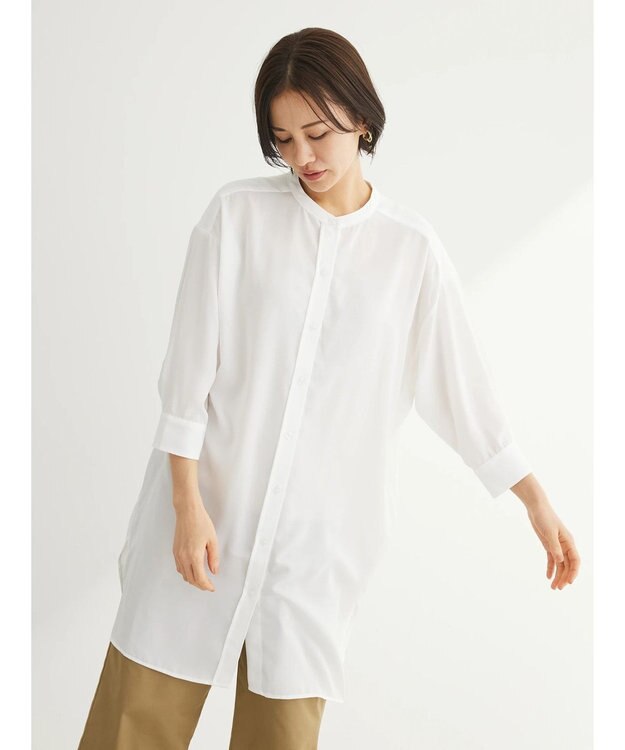 Green Parks ＳＥＴ２点Ｖネックベスト＋７分袖ミディシャツワンピース Beige