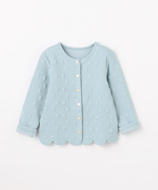 ANY KIDS リボン ジャガード カーディガン サックスブルー