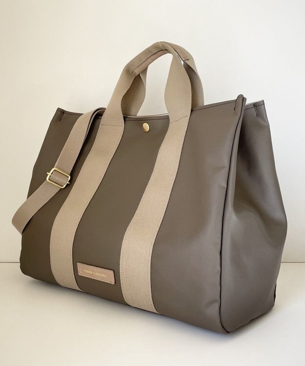 Hekhèr Le Style de Vie 【日本製 / A4サイズ対応 / 2WAY】PUコートコットンキャンバス トートバッグ large グレージュ