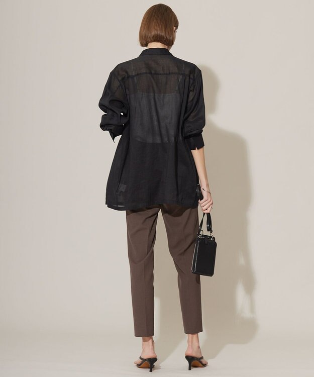 ICB 【洗える】ラミーコットンボイル シアーシャツ ブラック系