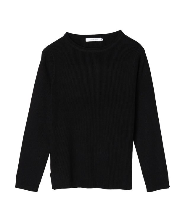 AMERICAN HOLIC ボートネックリブニットプルオーバー Black