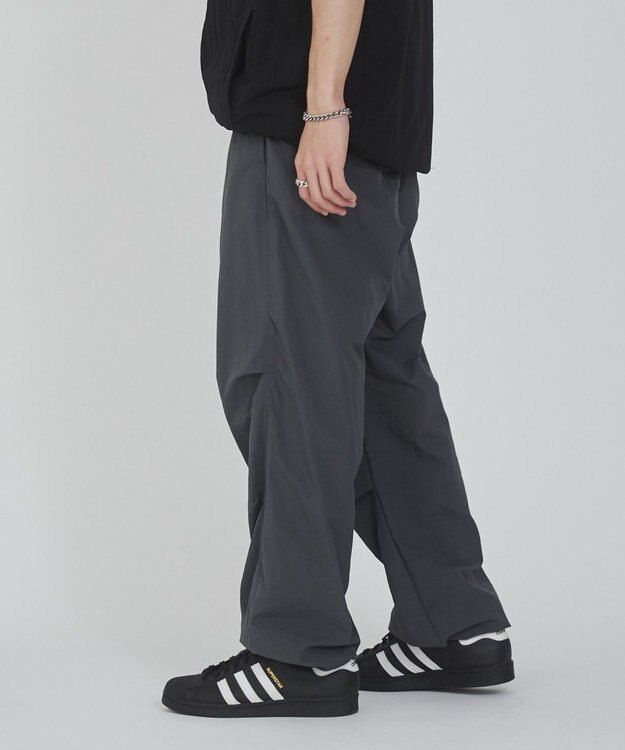 WEGO 【ウエストゴム/撥水/洗濯機可】ナイロンイージーパンツ ダークグレー