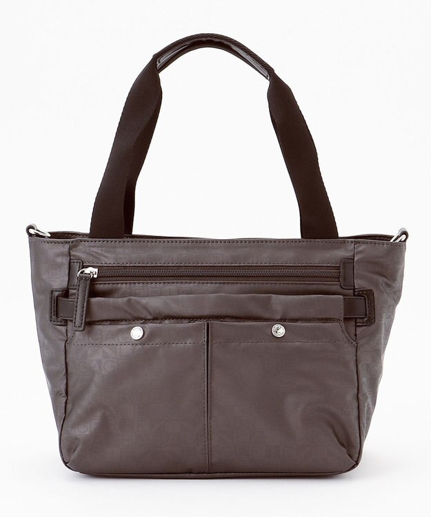 LA BAGAGERIE モノグラム　スクエアナイロントート ガンメタリック