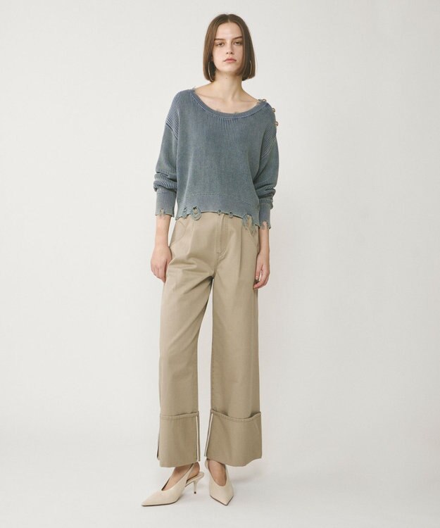 GRACE CONTINENTAL ピグメントニットトップ ネイビー