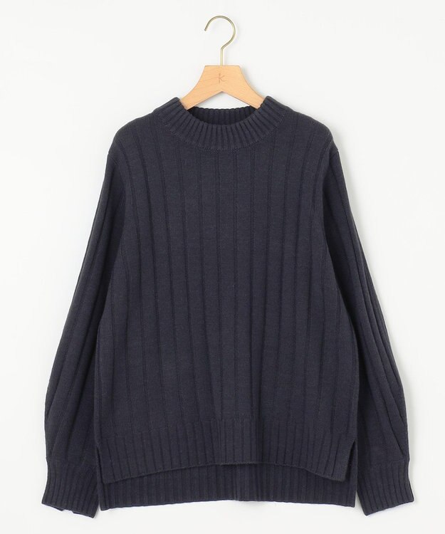 組曲 バルキーワイドリブ ニット ネイビー系