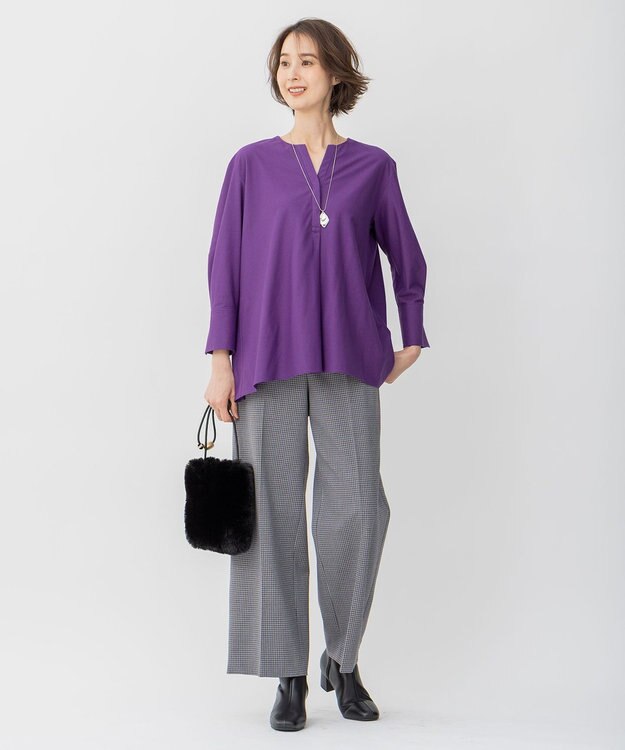 自由区 【UVカット/遮熱効果/防透け/吸汗性/速乾性】ツイストプレインジャージー プルオーバー パープル系