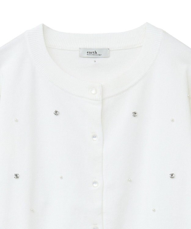 earth music&ecology パール＆ビジューカーディガン Ivory