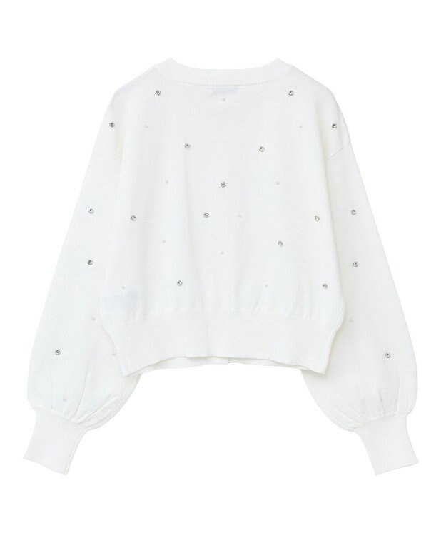 earth music&ecology パール＆ビジューカーディガン Ivory