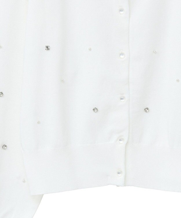 earth music&ecology パール＆ビジューカーディガン Ivory