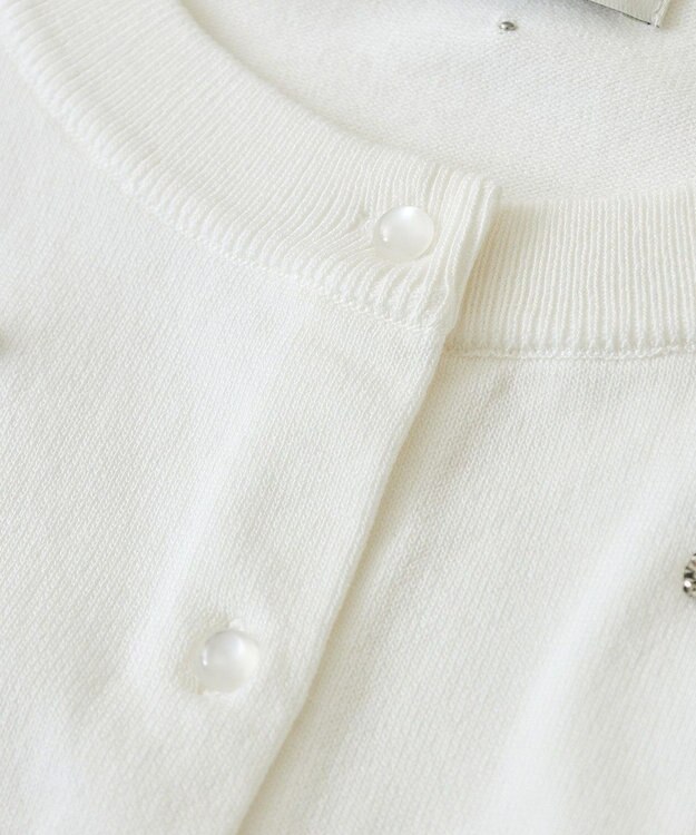 earth music&ecology パール＆ビジューカーディガン Ivory