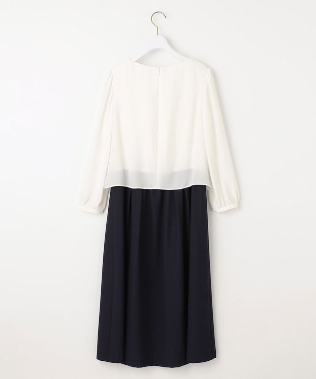 ANY SIS S 【洗える】レースコンビバックサテン ワンピース ネイビー