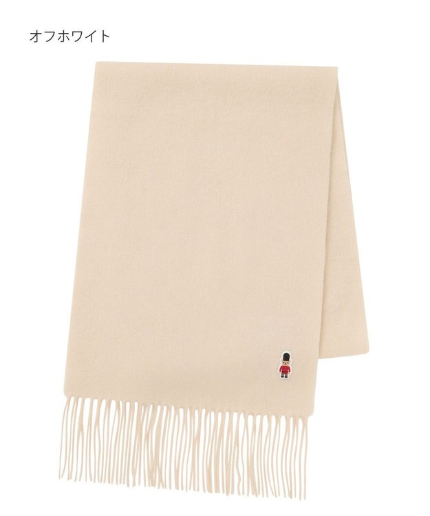 MOONBAT 【WEB限定】MACKINTOSH PHILOSOPHY バッキンガムベア付きウール100%無地マフラー (パッケージ付き) オフホワイト