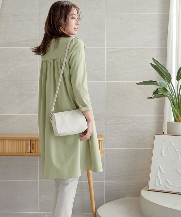 Tiaclasse 【洗える】バックギャザーハートネックAラインワンピース ミント