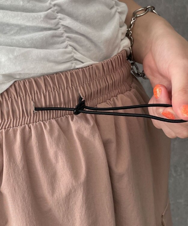 WEGO 【ウエストゴム】ナイロンカーゴミニスカート ピンク