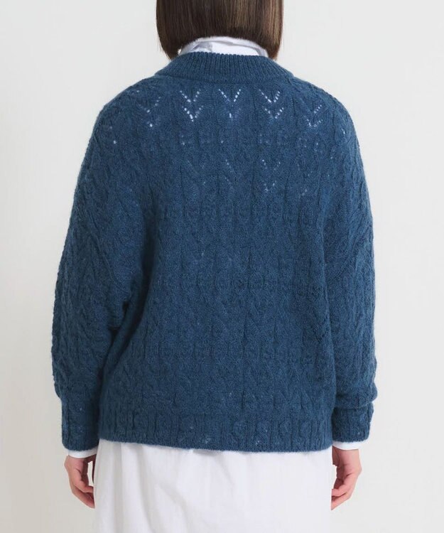 muuc アルパカモヘヤ模様編みカーディガン ブルーグレー