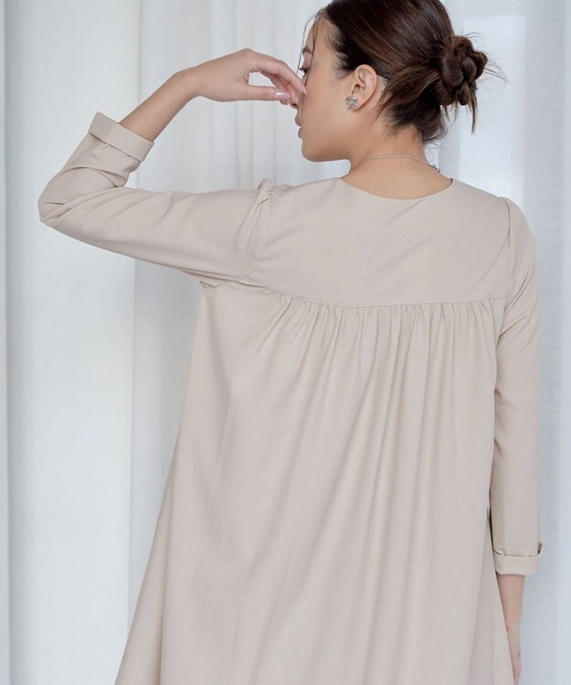 Tiaclasse 【洗える】バックギャザーハートネックAラインワンピース アイボリー