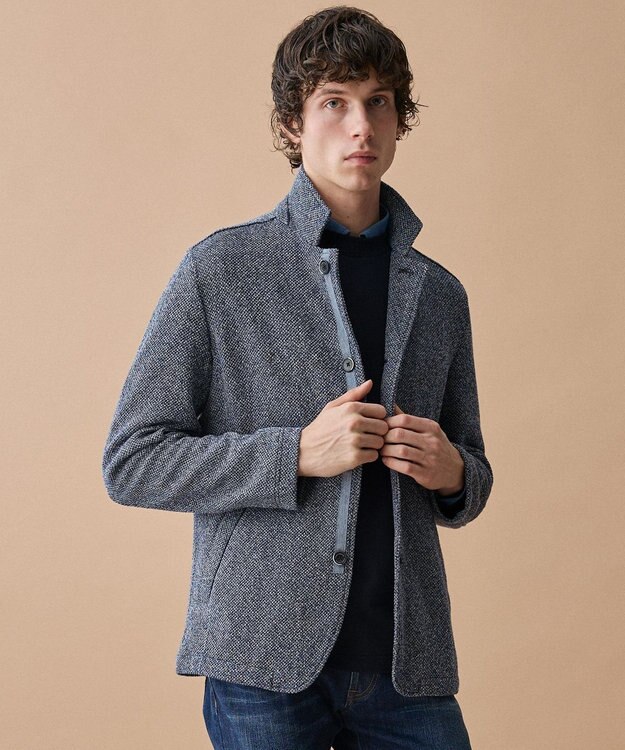JOSEPH ABBOUD 【ストレッチ/カーディガンジャケット】コットンメランジジャージー ジャケット ネイビー系