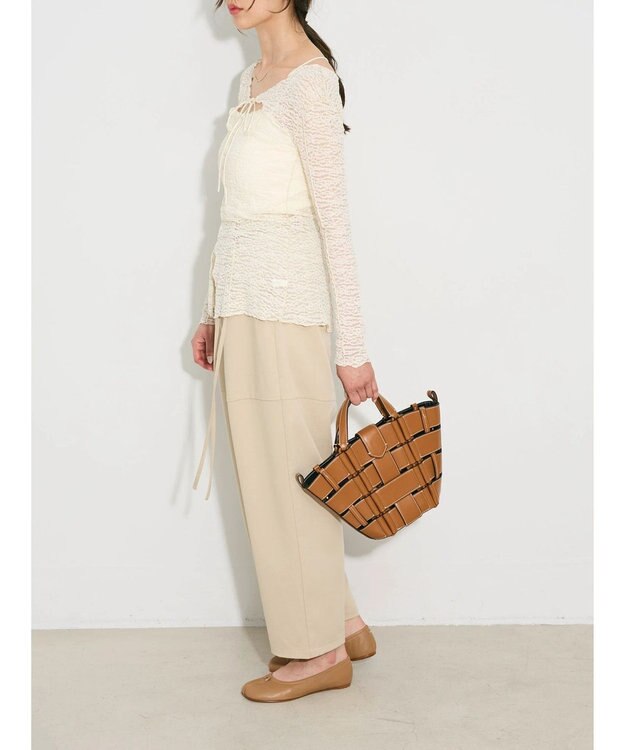 Green Parks カットワークデザインレーストップス Off White