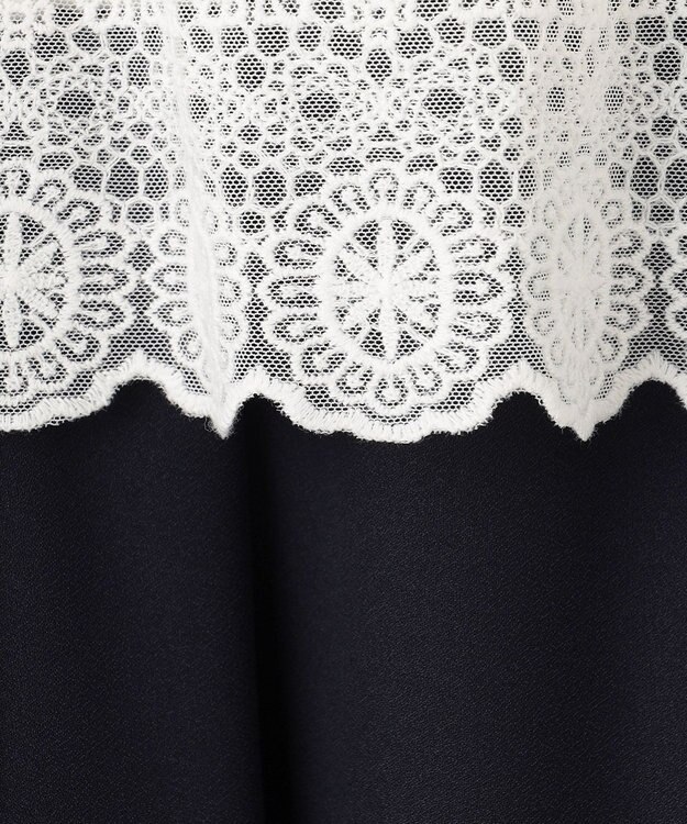 ANY SIS S 【洗える】レースコンビバックサテン ワンピース ネイビー