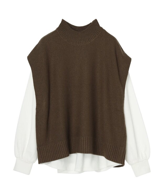 Green Parks ＳＥＴ２点モックネックカノコベスト＋ロンＴＥＥ Brown
