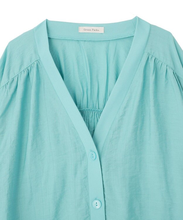 Green Parks リブドッキングシアーシャツ Blue