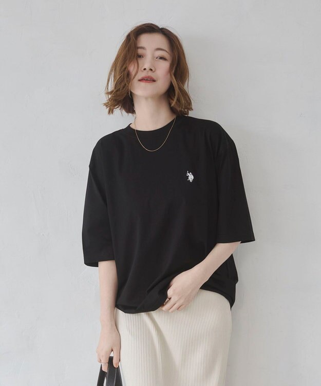 WEGO 【ユニセックス着用ITEM/MLサイズ展開】U.S. POLO ASSN.別注 接触冷感T（SS） ブラック
